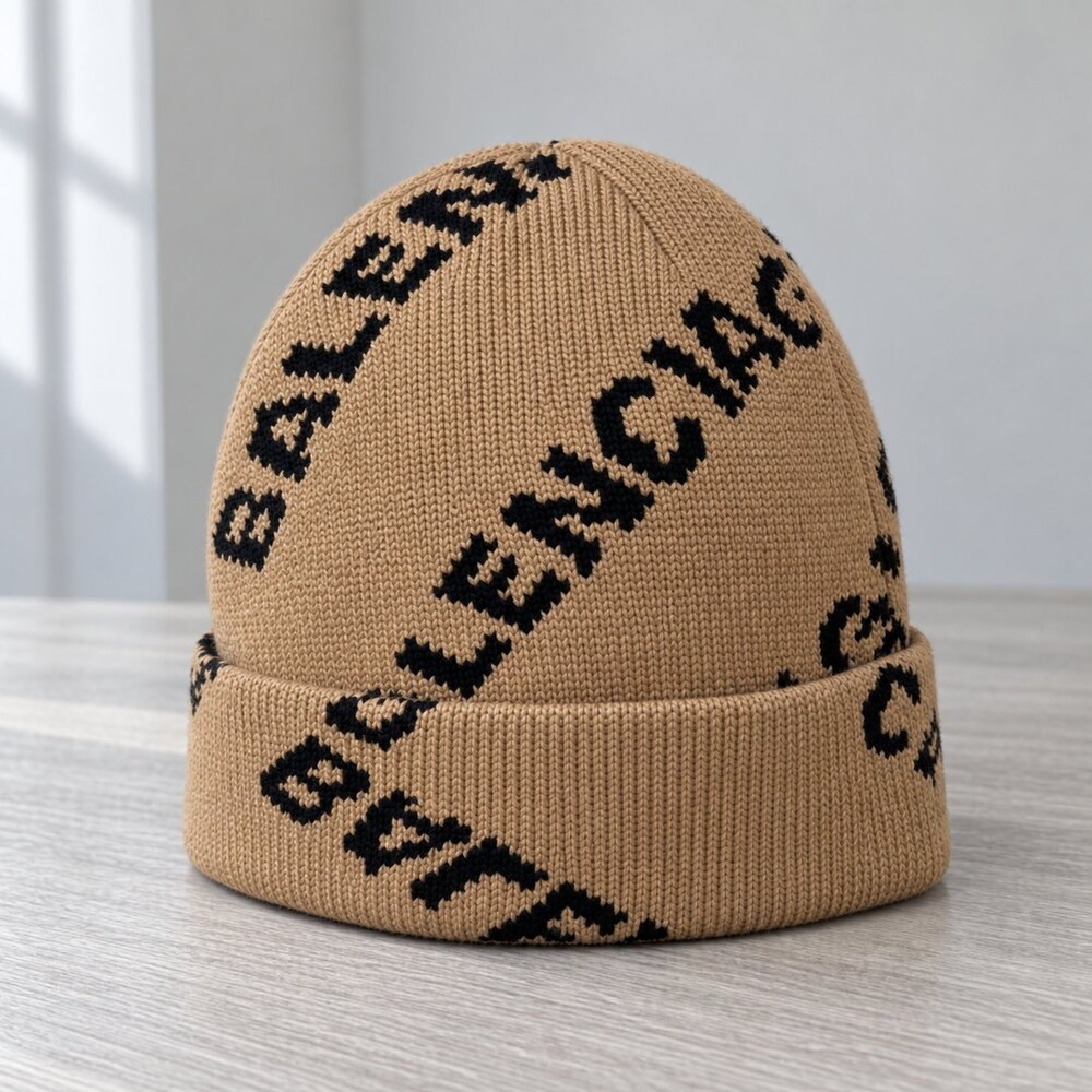 Balenciaga Camel Logo Knit Beanie - Picture 4 of 6